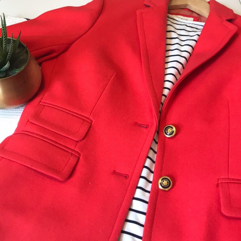 J Crew Red/Orange Hacking Wool Blazer